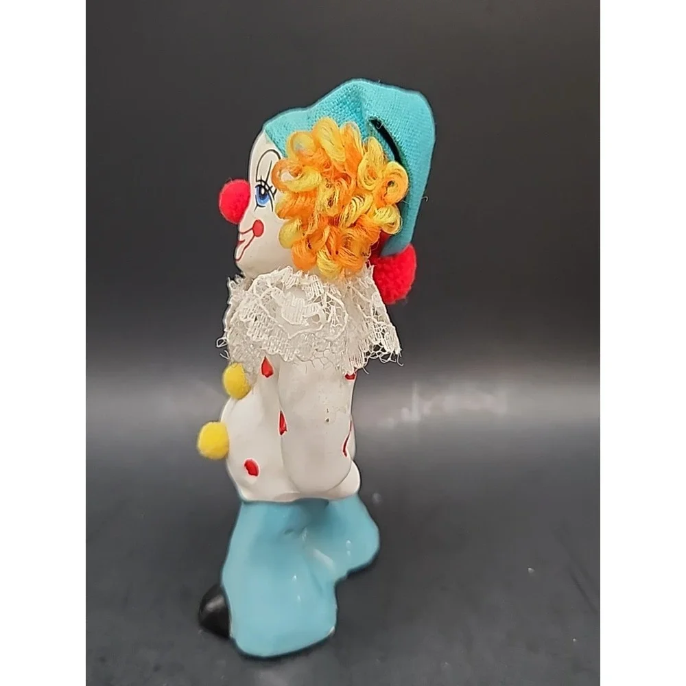 Vintage Porcelain Circus Soccer Clown Decorative Hair & Felt Hat 4.75